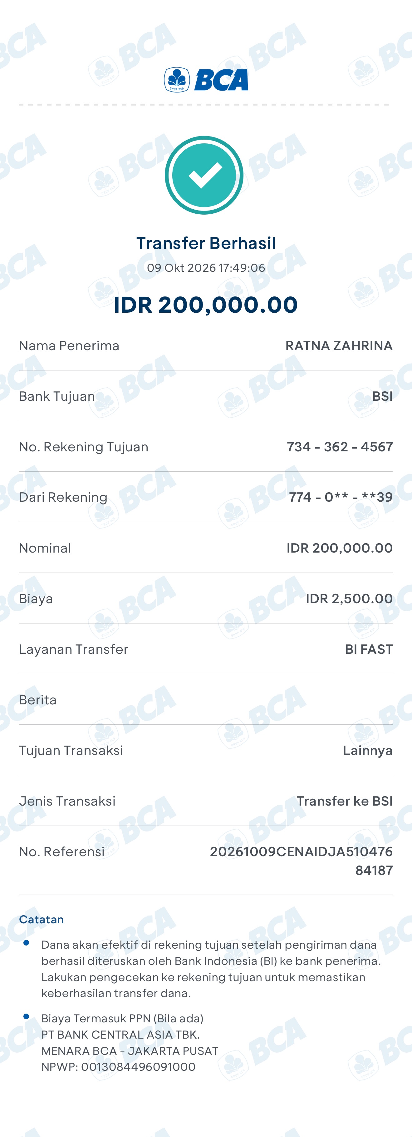 Screenshot testimoni: Tiara Salsabila